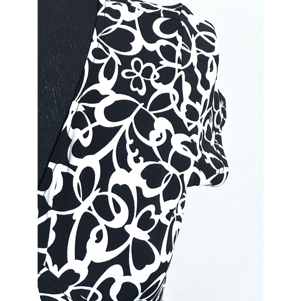 London Times Petite Women's Dress Black & White Cap Sleeve Dress Size 10P - Picture 10 of 16